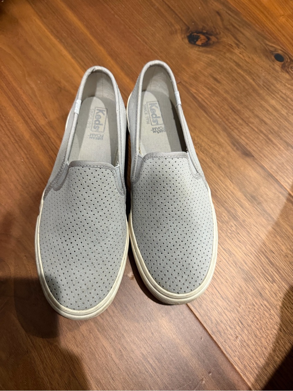Keds Light Gray Perforated Slip-On Sneakers